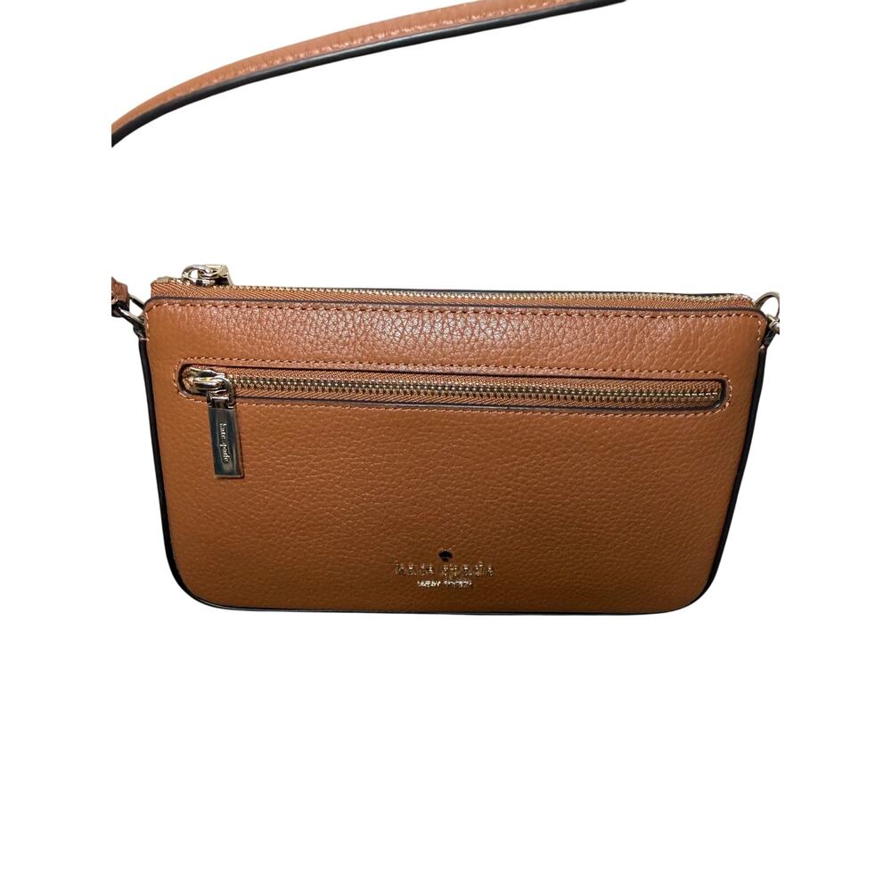 Kate Spade New York Brown Pebbled Leather Crossbody Wristlet Bag